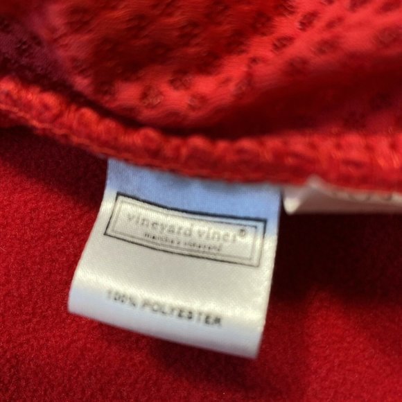VINEYARD VINES 3 Pocket Fleece Full Zip Navy Red Navy Logo Jacket Small - Picture 5 of 10